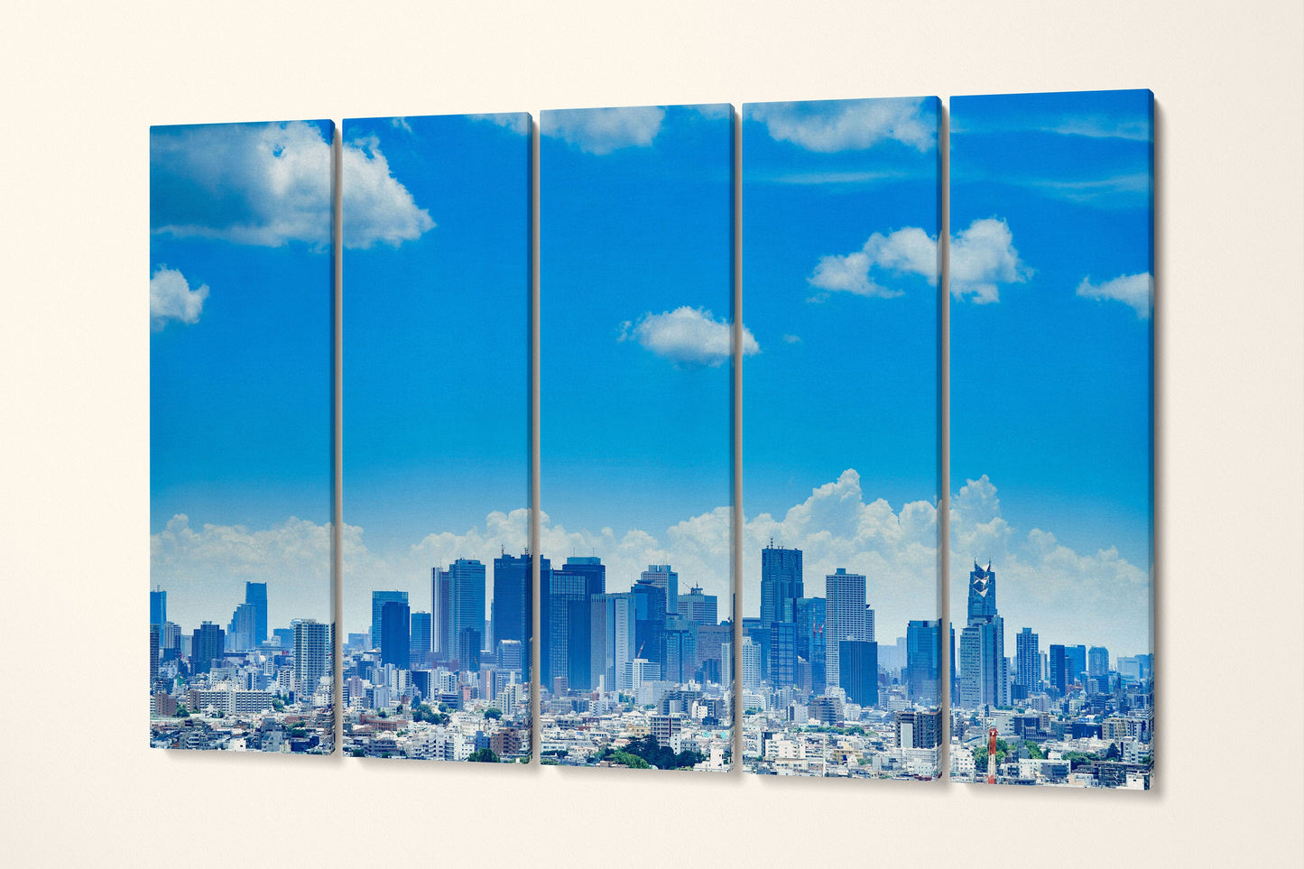 Tokyo Skyline Blue Sky Canvas 5 panels