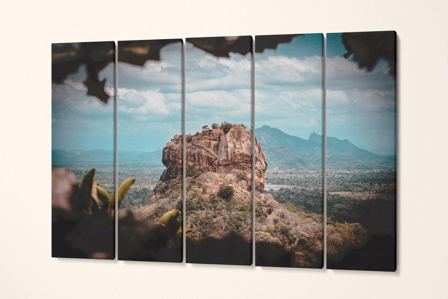 Sigiriya, The Lion Rock, Sri Lanka Wall Art Canvas Eco Leather Print 5 Panels