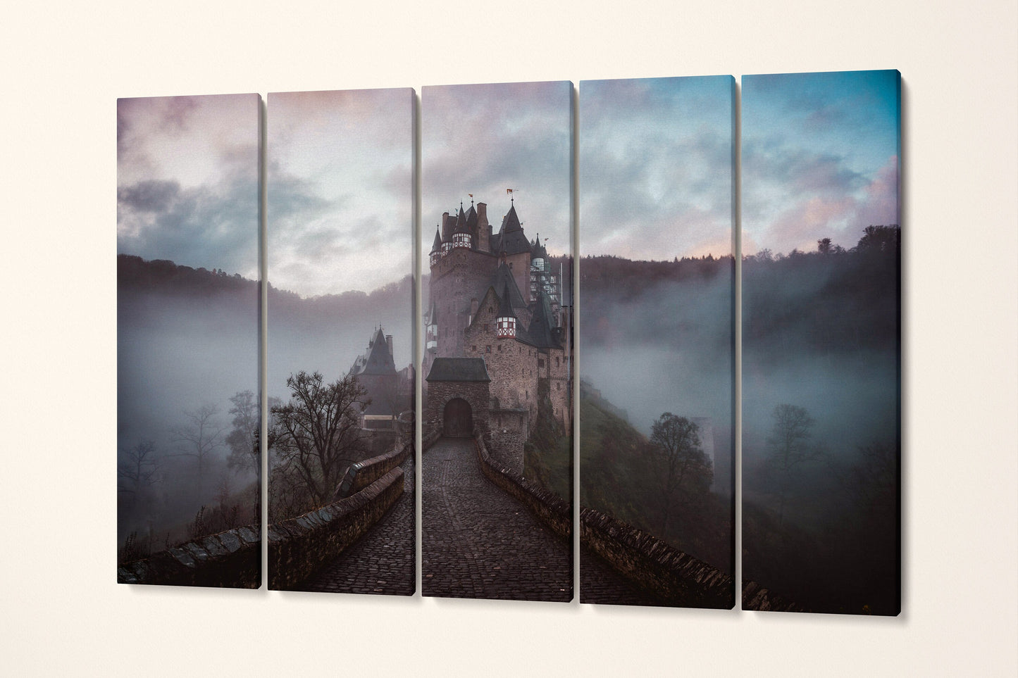 Misty Castle Burg Eltz 5 panels canvas print
