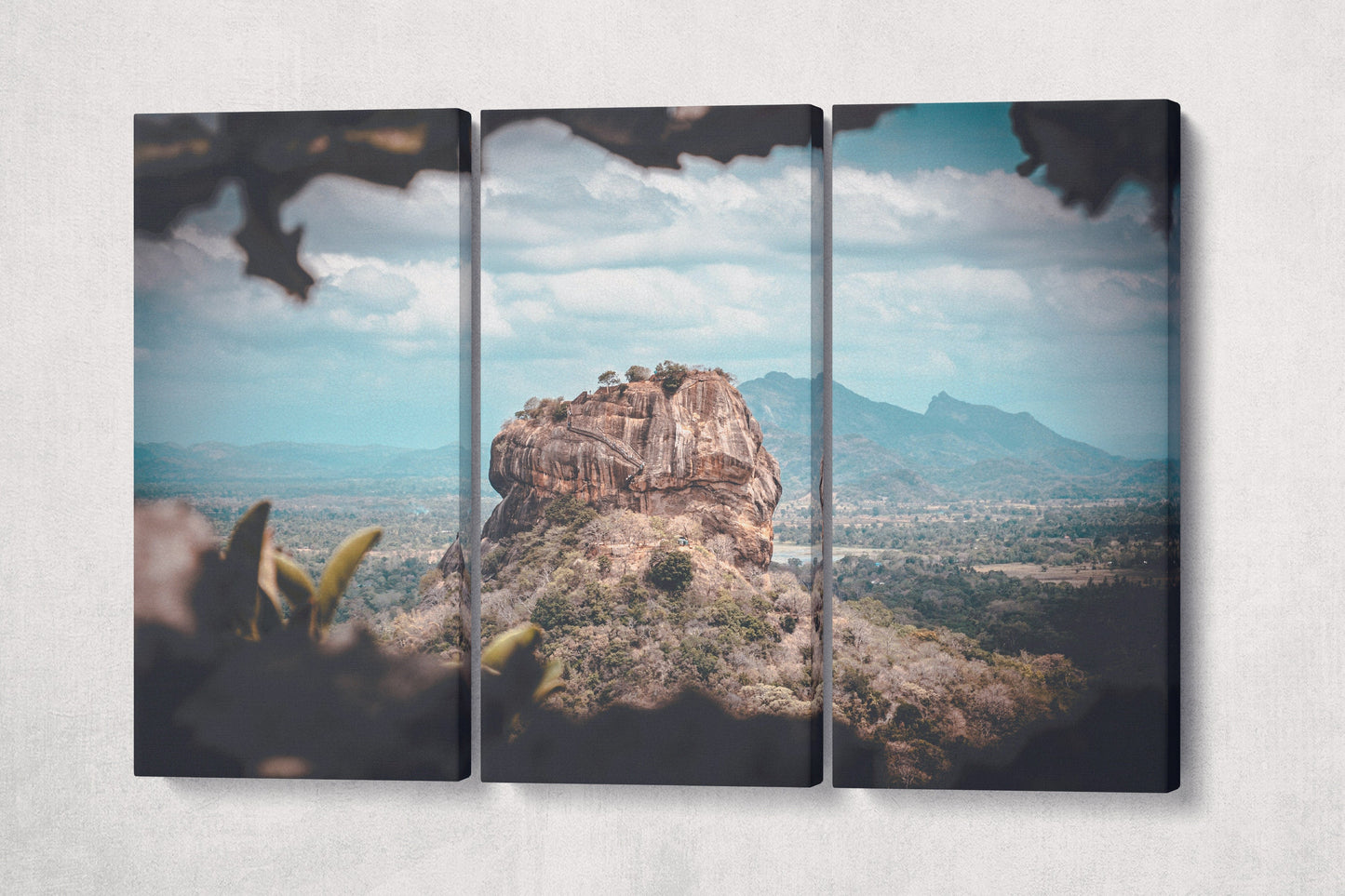 Sigiriya, The Lion Rock, Sri Lanka Wall Art Canvas Eco Leather Print 3 Panels