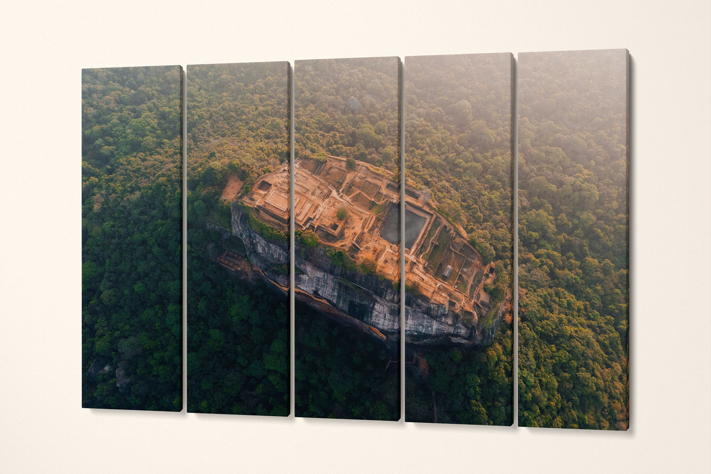 Sigiriya The Lion Rock From Above Sri Lanka Wall Art Canvas Eco Leather Print 5 Panels