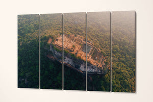Sigiriya The Lion Rock From Above Sri Lanka Wall Art Canvas Eco Leather Print 5 Panels