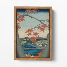 Load image into Gallery viewer, Maple Trees at Mama, Tekona Shrine and Linked Bridge Utagawa Hiroshige Wood Frame Canvas