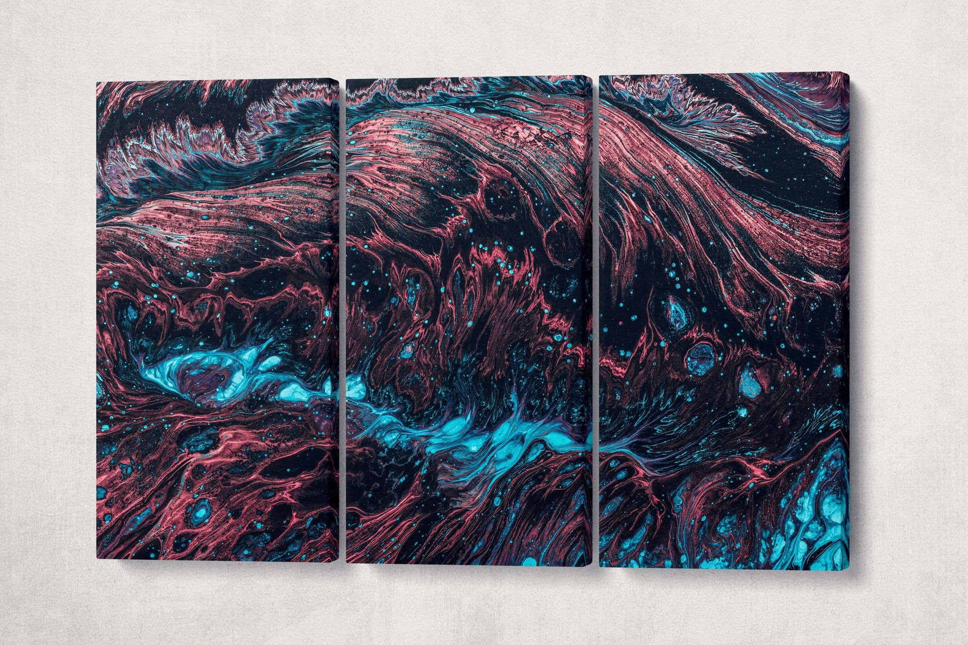 Red and Blue Modern Abstract Wall Art Eco Leather Canvas Print, Made in Italy!