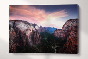 Angels Landing at Zion National Park, Utah Pink Sky USA Canvas single panel