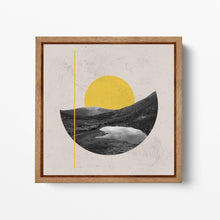 Carica l&#39;immagine nel visualizzatore di Gallery, Art Collage Contemporary Art Sunset On Mountains With Lake Canvas Wall Art Framed Eco Leather Print, Made in Italy!