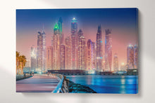 Charger l&#39;image dans la galerie, Dubai Marina Area From The Palm Jumeirah Island Canvas Eco Leather Print