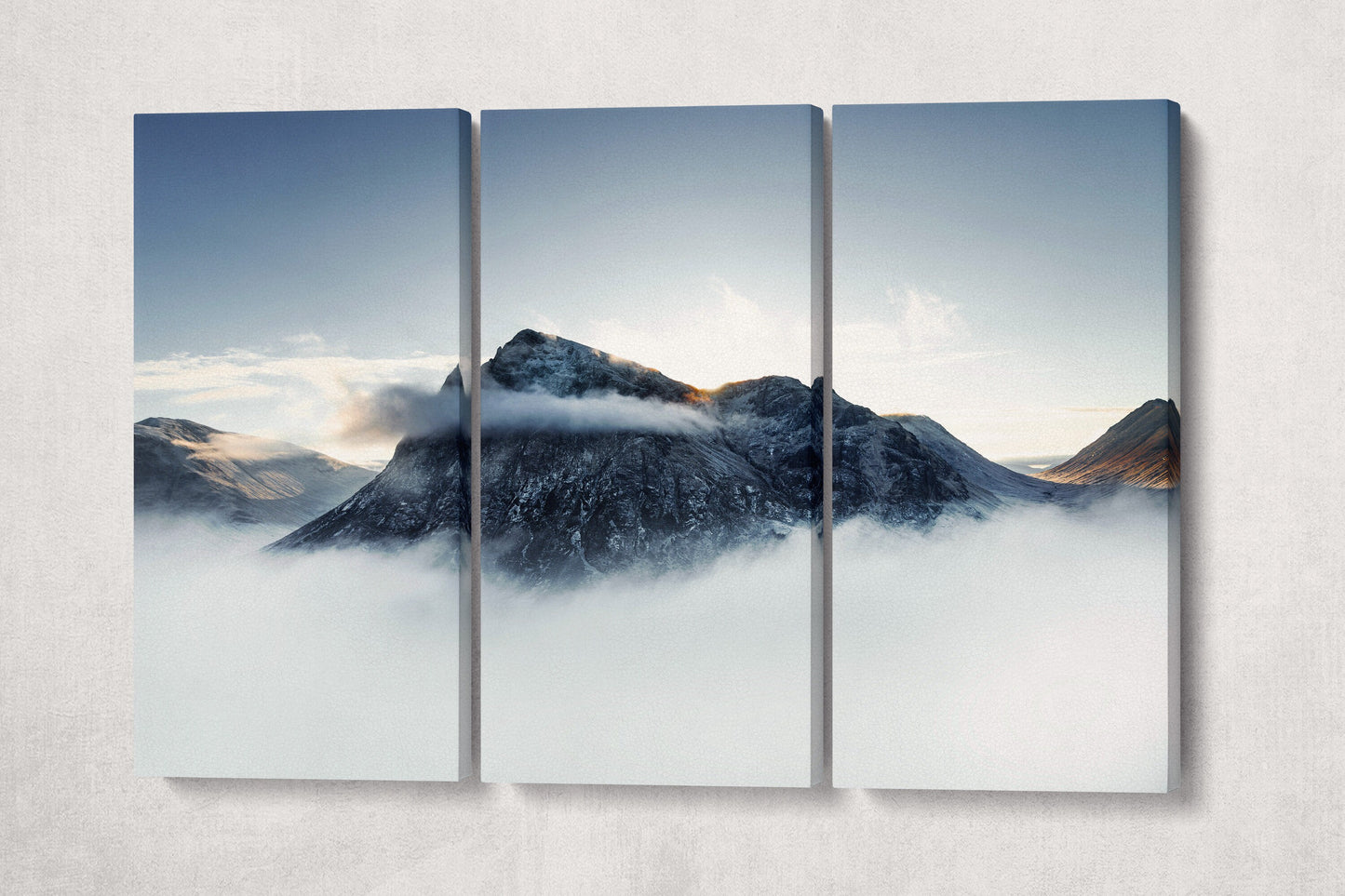 Glencoe Ballachulish UK Snow Mountains Canvas Eco Leather Print 3 Panels