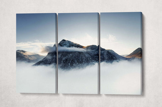 Glencoe Ballachulish UK Snow Mountains Canvas Eco Leather Print 3 Panels