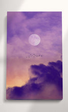 Charger l&#39;image dans la galerie, Full Moon In Cloudy Pink Sky Canvas Eco Leather Framed Print