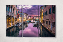 Charger l&#39;image dans la galerie, Venice Grand Canal at Dawn Canvas Eco Leather Print 3 Panels