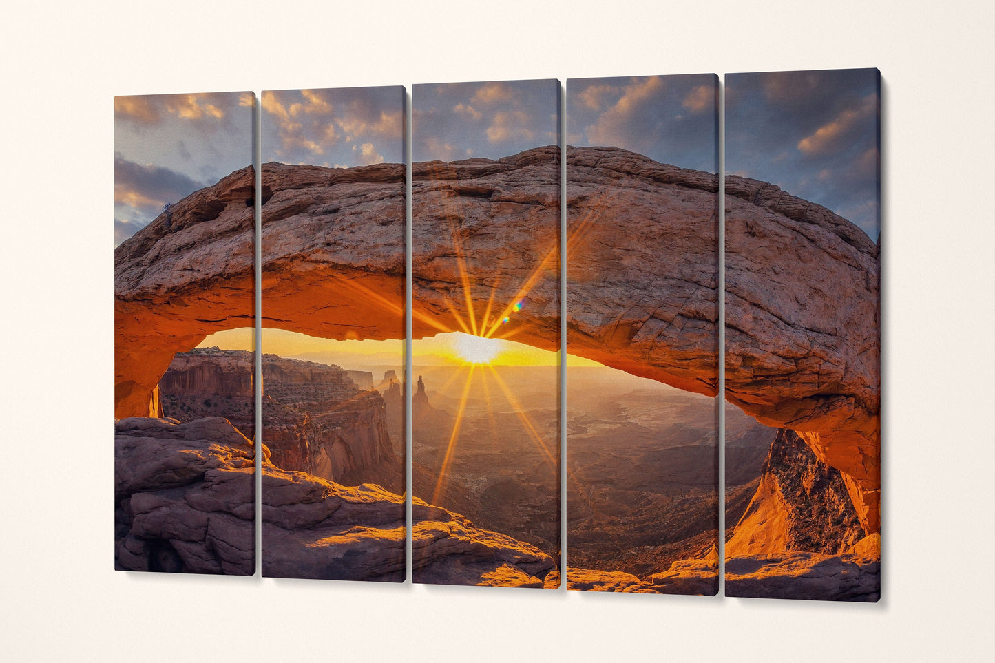Mesa Arch Arches National Park Sunrise in Utah Canvas Eco Leather Print 5 Panels