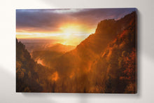 Charger l&#39;image dans la galerie, Mountains Dramatic Sunset Wall Art Canvas Eco Leather Print