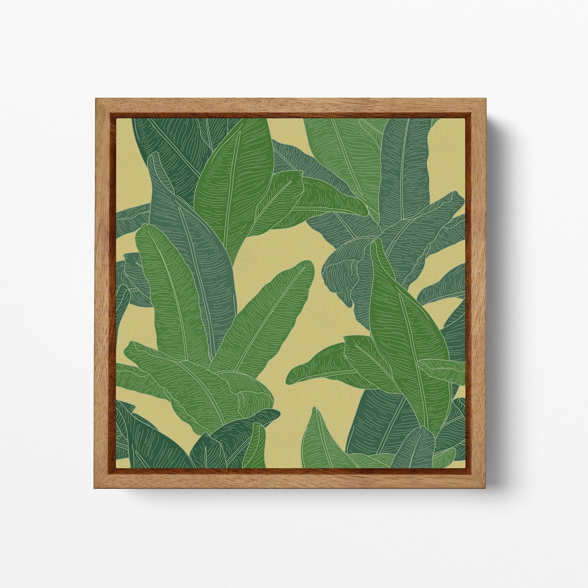 Banana Leaf Set Canvas Wall Art Eco Leather Print, Made in Italy!