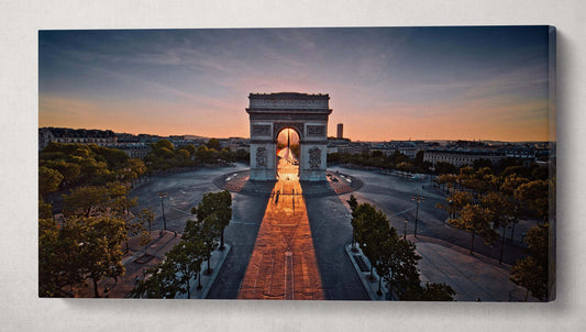 Paris Arc de Triomphe Place Charles de Gaulle Canvas Wall Art Eco Leather Print