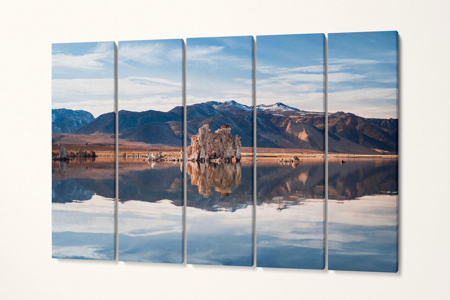 Mono Lake California Wall Art Framed Canvas Eco Leather Print, Made in Italy!