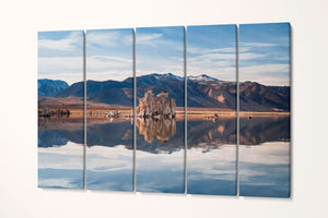 Mono Lake California Wall Art Framed Canvas Eco Leather Print, Made in Italy!