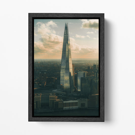 The Shard London Wall Art Home Decor Canvas Eco Leather Print Black Frame
