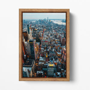 Manhattan Manhattan Midtown and Downtown Aerial View Canvas Eco Leather Print Wood Frame