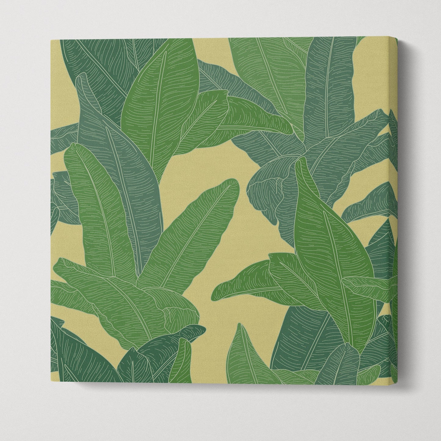 Banana Leaf Set Canvas Wall Art Eco Leather Print, Made in Italy!