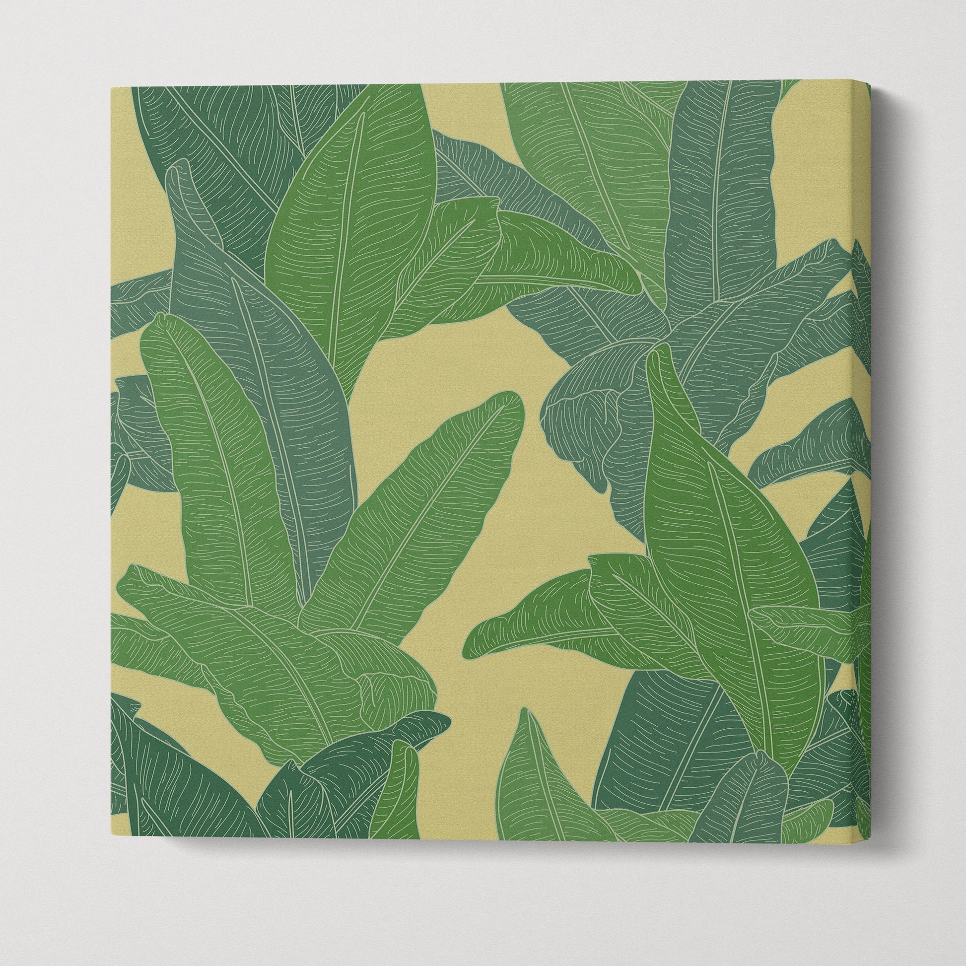 Banana Leaf Set Canvas Wall Art Eco Leather Print, Made in Italy!