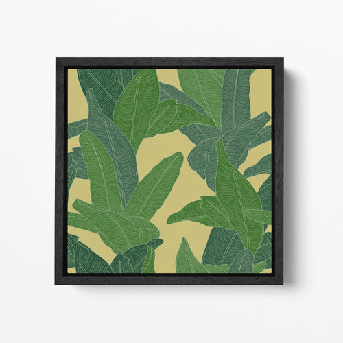 Banana Leaf Set Canvas Wall Art Eco Leather Print, Made in Italy!
