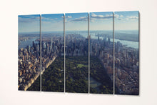 Charger l&#39;image dans la galerie, Central Park New York City Aerial View Canvas Eco Leather Print 5 Panels