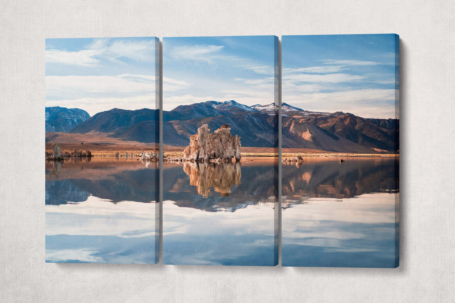 Mono Lake California Wall Art Framed Canvas Eco Leather Print, Made in Italy!