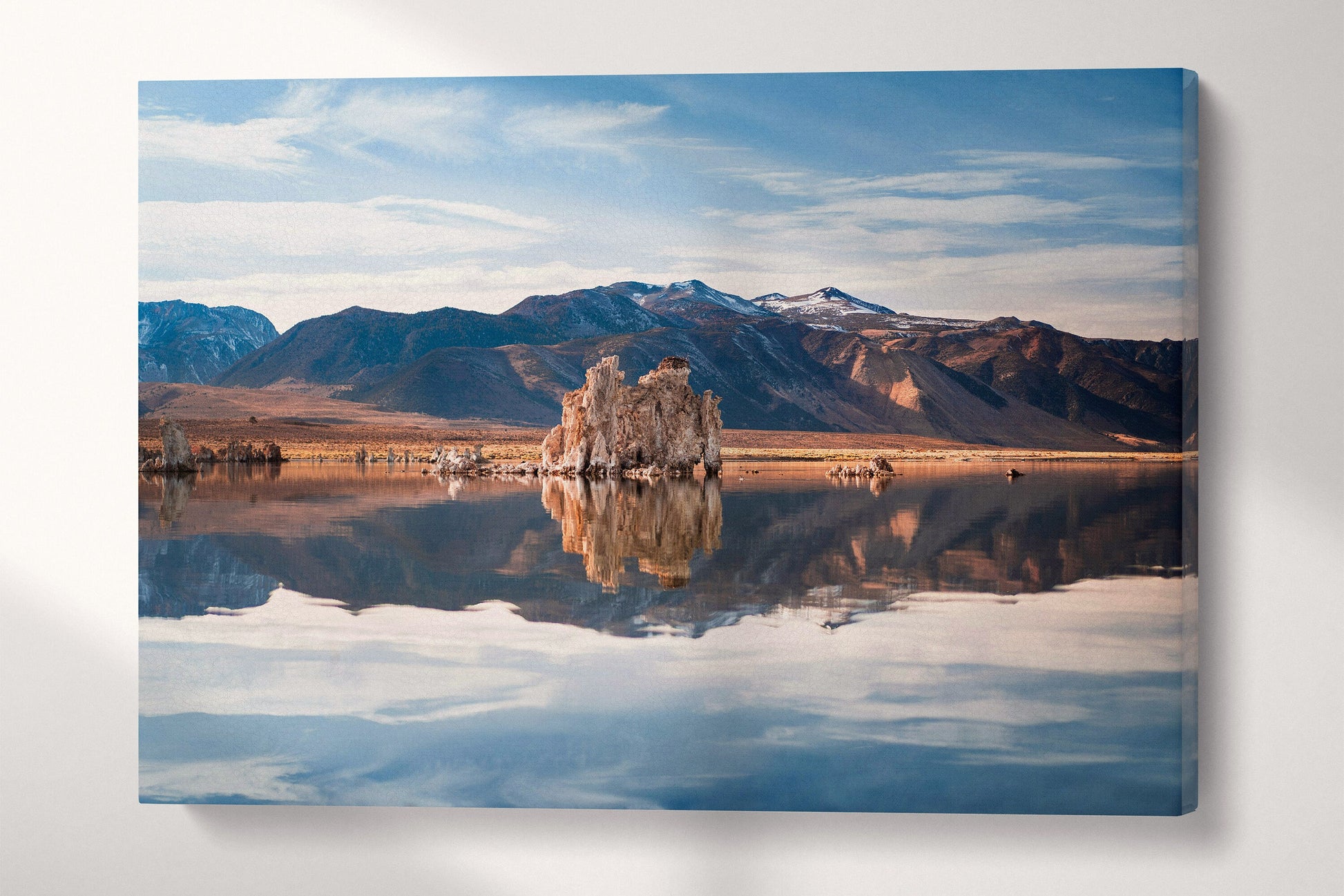 Mono Lake California Wall Art Framed Canvas Eco Leather Print, Made in Italy!