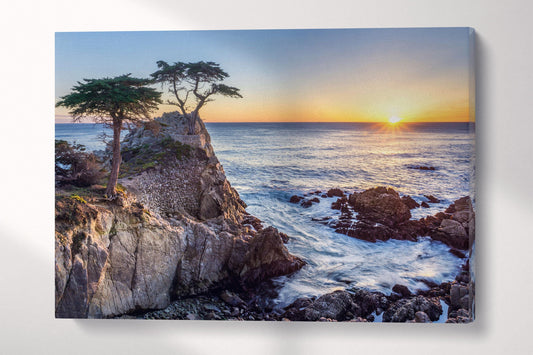 Lone Cypress Pebble Beach California Wall Art Framed Canvas Eco Leather Print