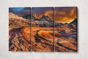White Pocket Vermilion Cliffs National Monument Arizona Wall Art Framed Canvas Eco Leather Print, Made in Italy!