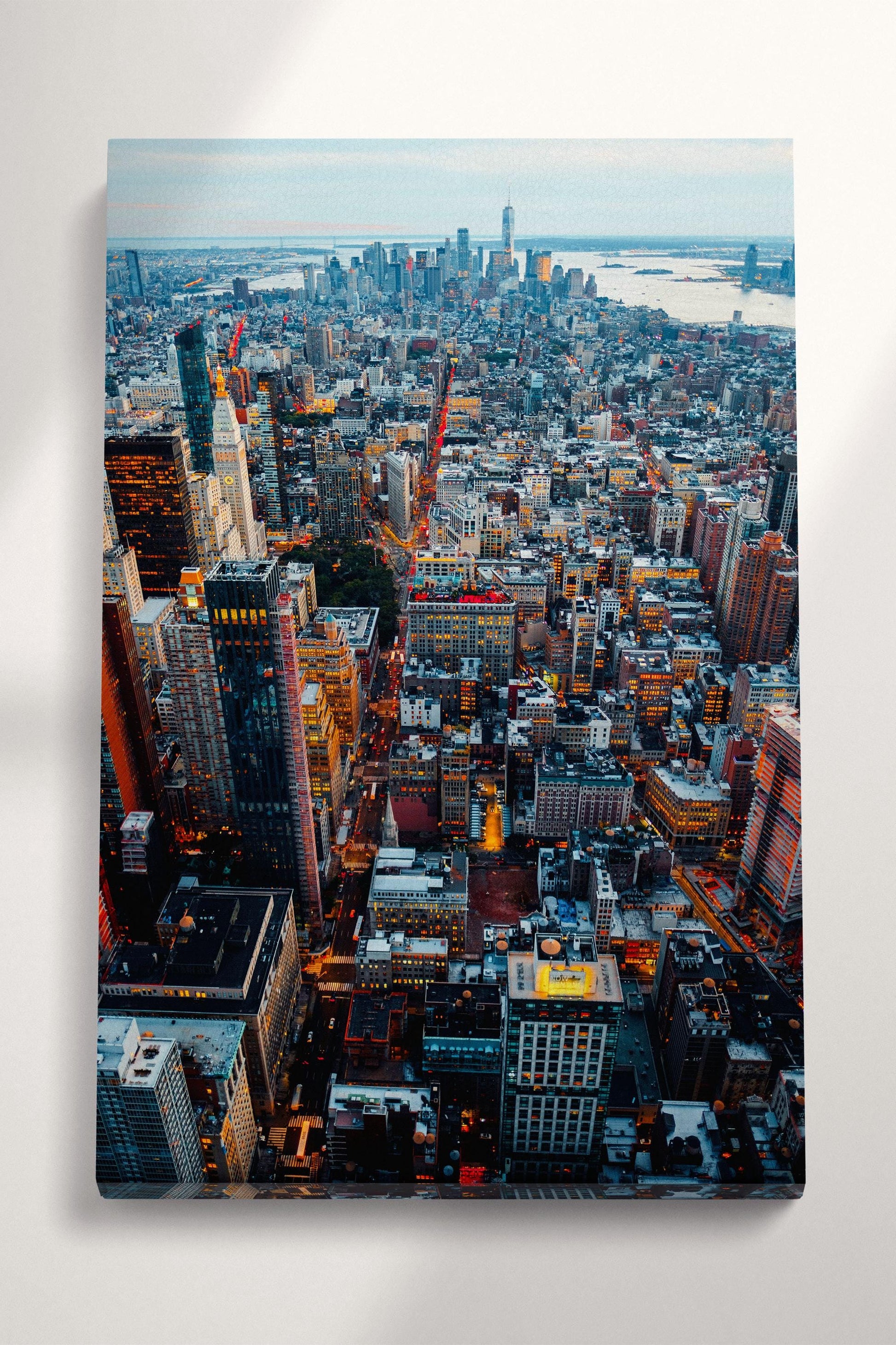Manhattan Manhattan Midtown and Downtown Aerial View Canvas Eco Leather Print