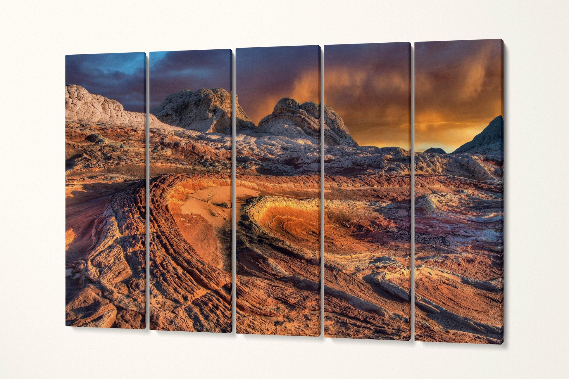 White Pocket Vermilion Cliffs National Monument Arizona Wall Art Framed Canvas Eco Leather Print, Made in Italy!