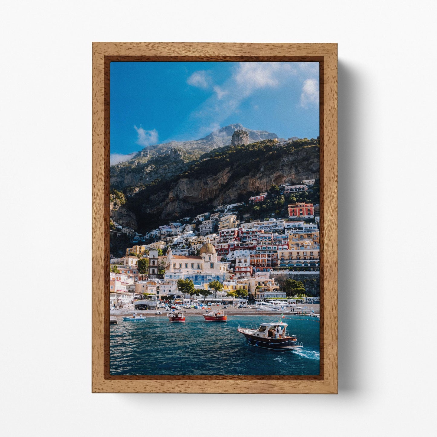 Amalfi Coast Canvas Wood Frame Wall Art Home Decor Eco Leather Print