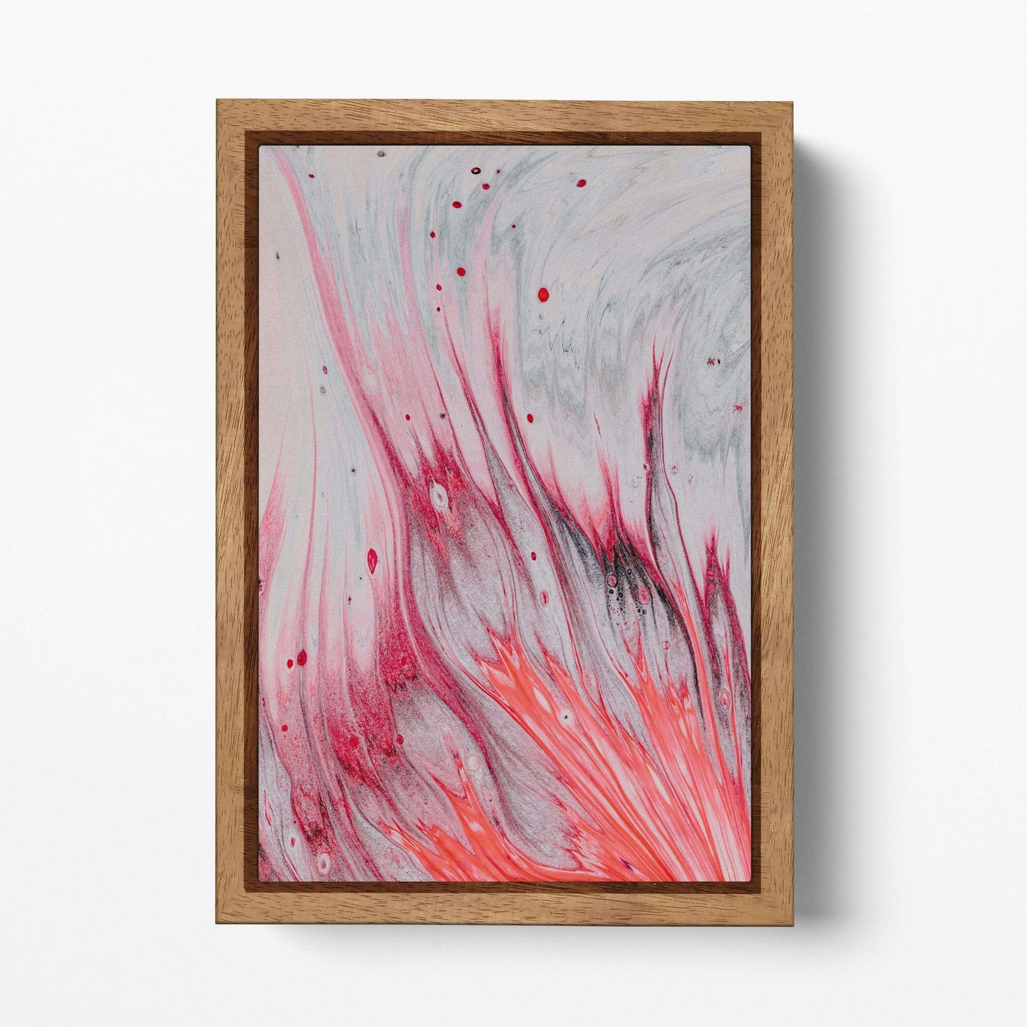 Red White Abstract Canvas Wall Art Home Decor Eco Leather Print Wood Frame
