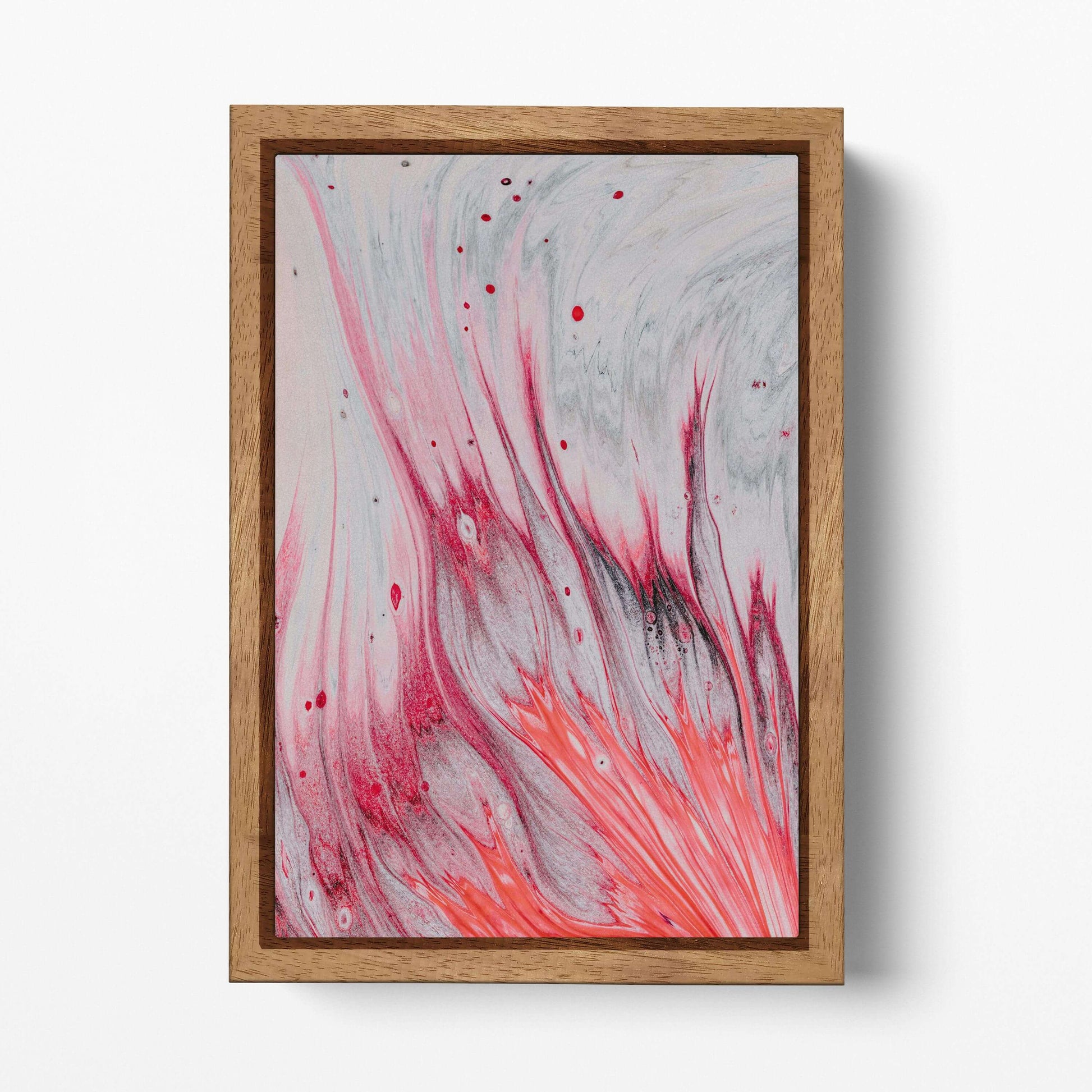 Red White Abstract Canvas Wall Art Home Decor Eco Leather Print Wood Frame