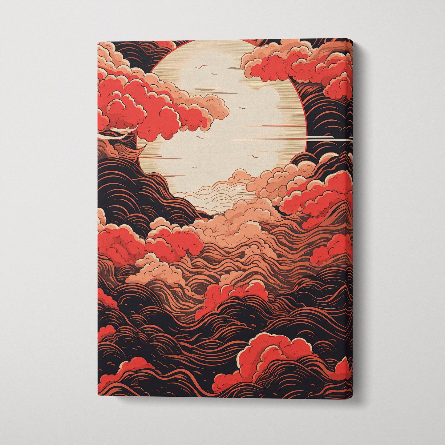 Red Skies Dance of Clouds Canvas Wall Art Eco Leather Print