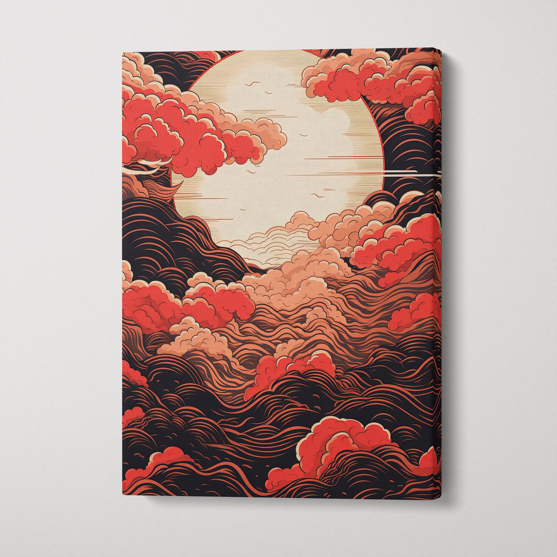 Red Skies Dance of Clouds Canvas Wall Art Eco Leather Print