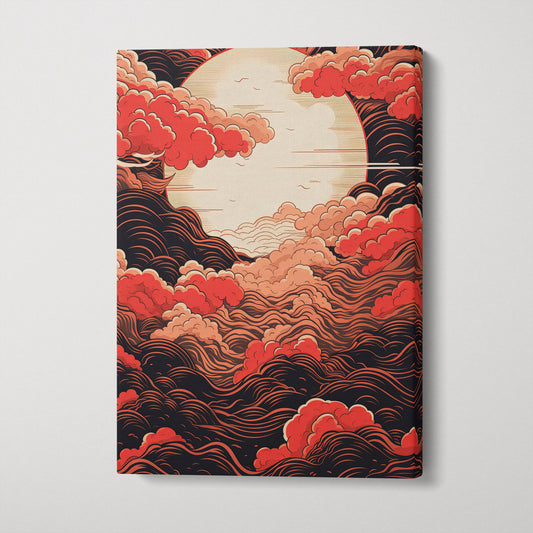 Red Skies Dance of Clouds Canvas Wall Art Eco Leather Print
