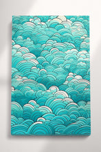 Load image into Gallery viewer, Turquoise Waves of Clouds Japan Style Canvas Wall Art Eco Leather Print