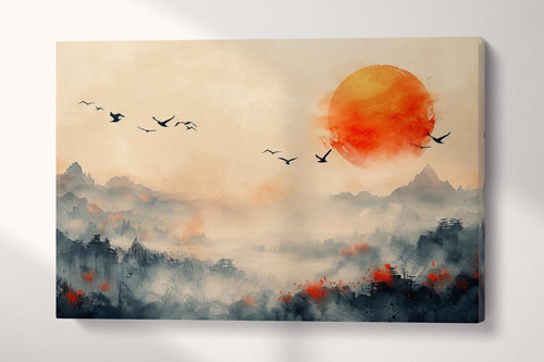 Eternal Sunrise Harmony Canvas Wall Art Eco Leather Print
