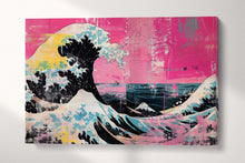 Charger l&#39;image dans la galerie, The Great Wave off Kanagawa Punk Edition in Pink Canvas Eco Leather Print Reproduction