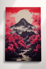 Charger l&#39;image dans la galerie, Japanese Mountain Framed Canvas Wall Art | Sakura and Mount Fuji Print | Zen Decor for Home Eco Leather Print