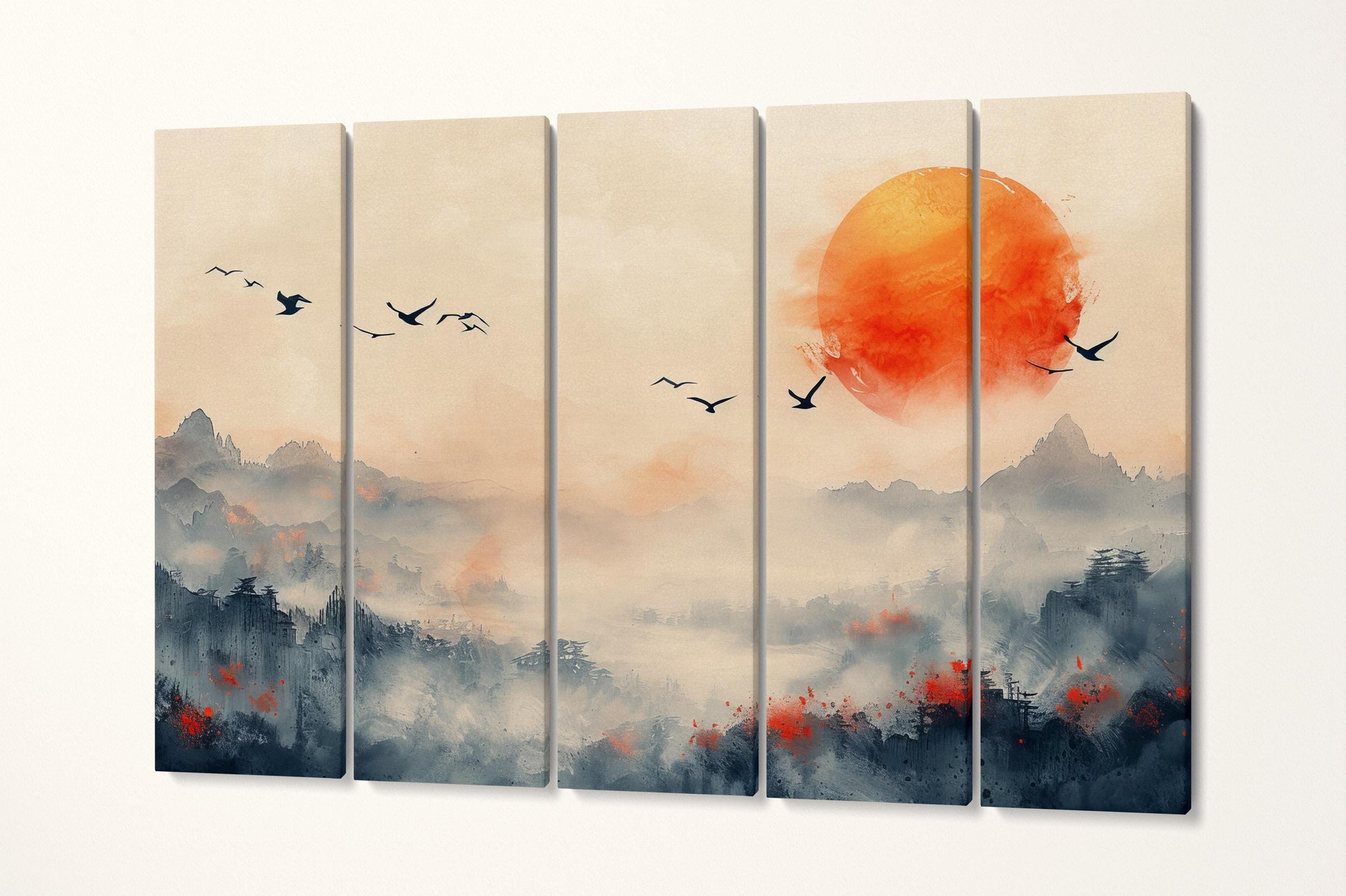 Eternal Sunrise Harmony Canvas Wall Art Eco Leather Print 3 Panels