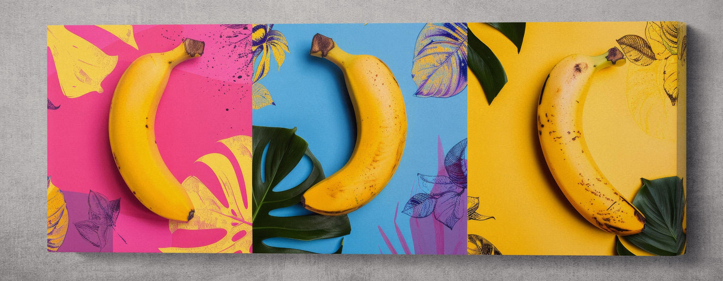 Pop Art Bananas: A Vibrant Tribute to Andy Warhol Wall Art Home Decor Framed Canvas Print 85x30 cm
