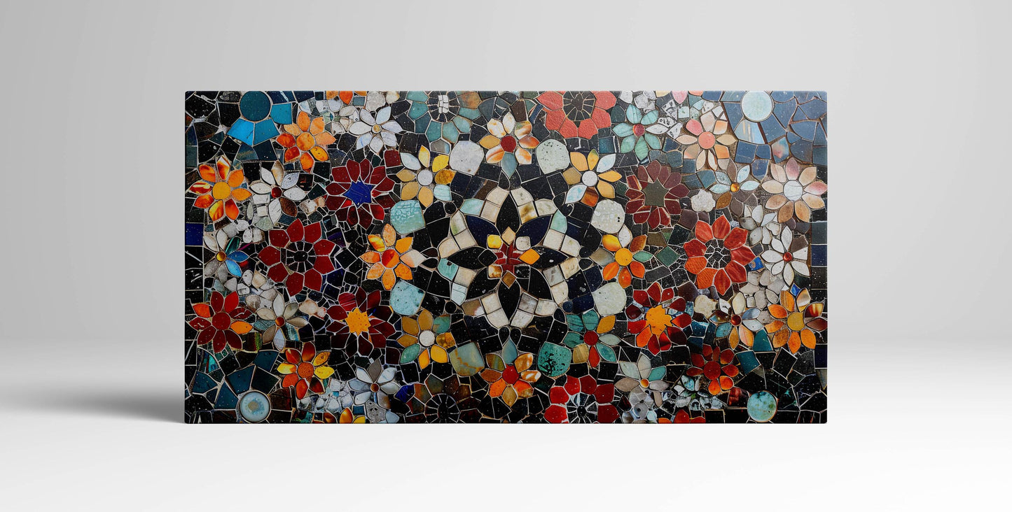 Blooming Mosaic: Symphony of Colors Wall Art Home Decor Framed Canvas Eco Leather Print Landscape