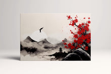 Charger l&#39;image dans la galerie, Energy in the Red Blossom Mountains - Asian Zen Wall Art Home Decor Eco Leather Print