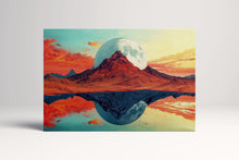 Charger l&#39;image dans la galerie, Cosmic Reflections of the Fiery Mountain - Surreal Digital Art Eco Leather Canvas Print