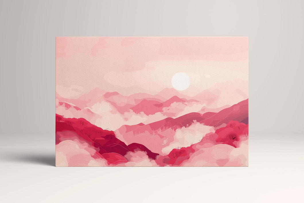 Crimson Dreams Over Rolling Hills Wall Decor Eco Leather Print