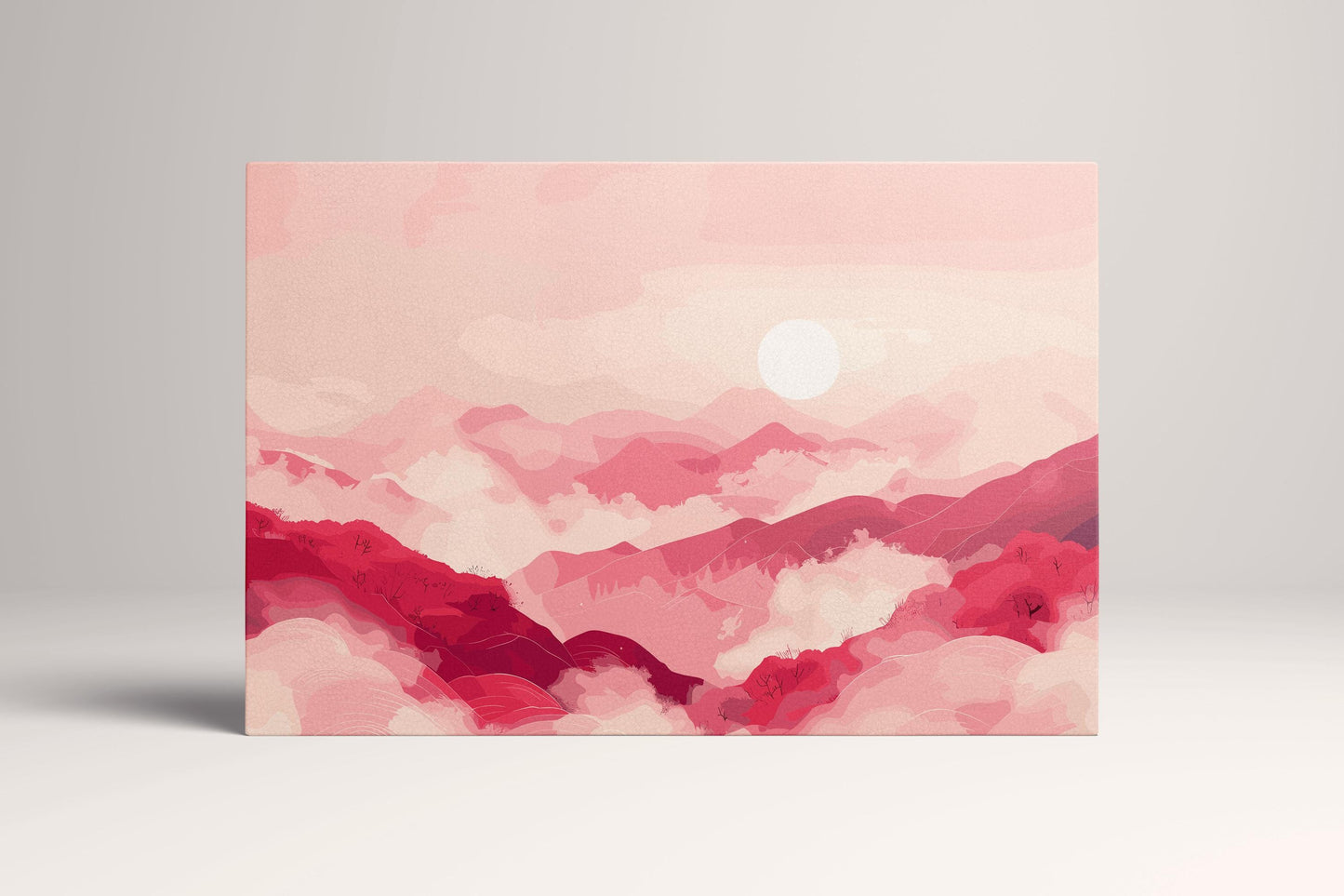 Crimson Dreams Over Rolling Hills Wall Decor Eco Leather Print